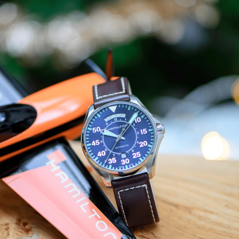 Hamilton,Khaki Aviation 42mm,42mm,Stainless Steel,Blue,Automatic,Date,Day,H64615545