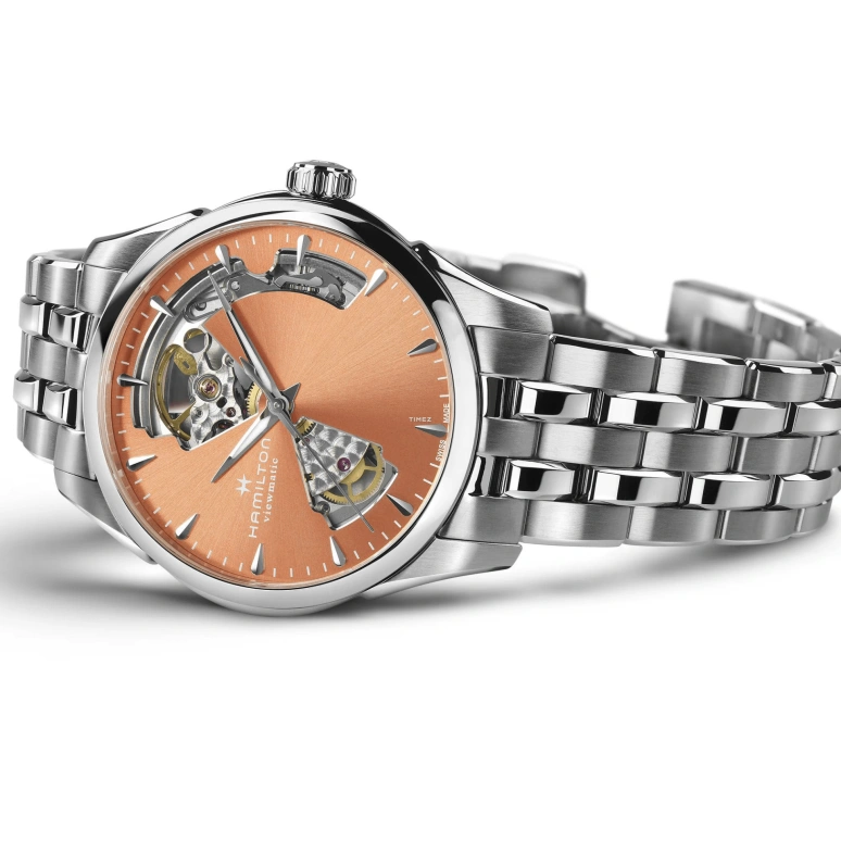 Hamilton,Jazzmaster 36mm,36mm,Stainless Steel,Pink Orange,Automatic,Sapphire,Glass,Tonneau,H32215100