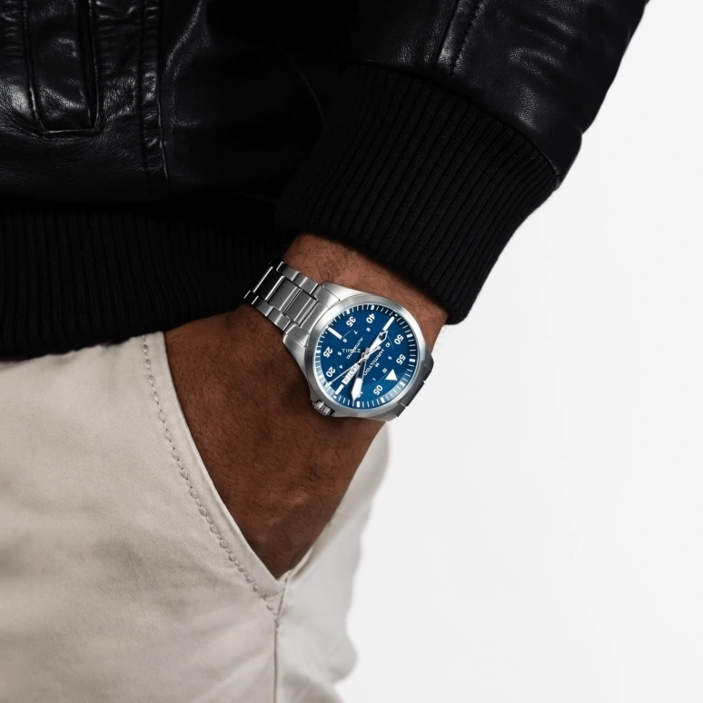 Hamilton,Khaki Aviation 42mm,42mm,Stainless Steel,Blue,Automatic,Date,Day,H64635140