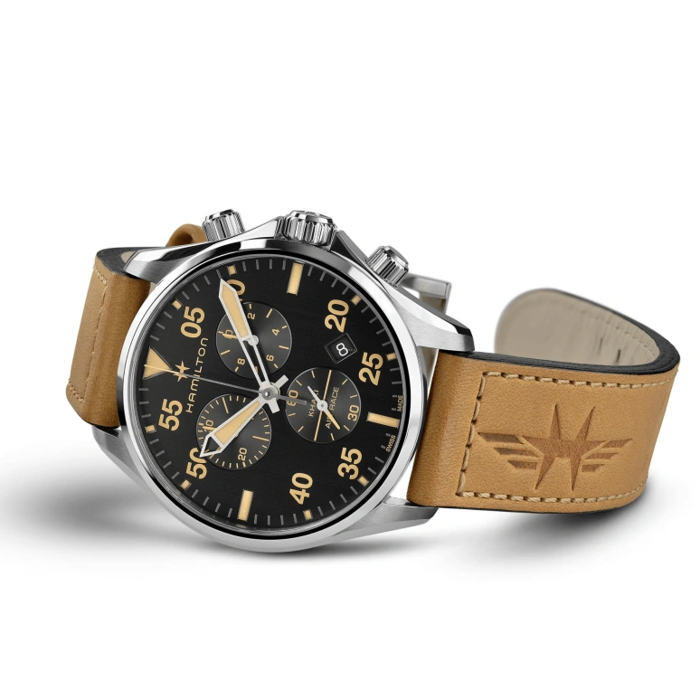 Hamilton,Khaki Aviation 44mm,44mm,Stainless Steel,Black,Quartz,26280hours,Sapphire,Crystal Glass,H76722531