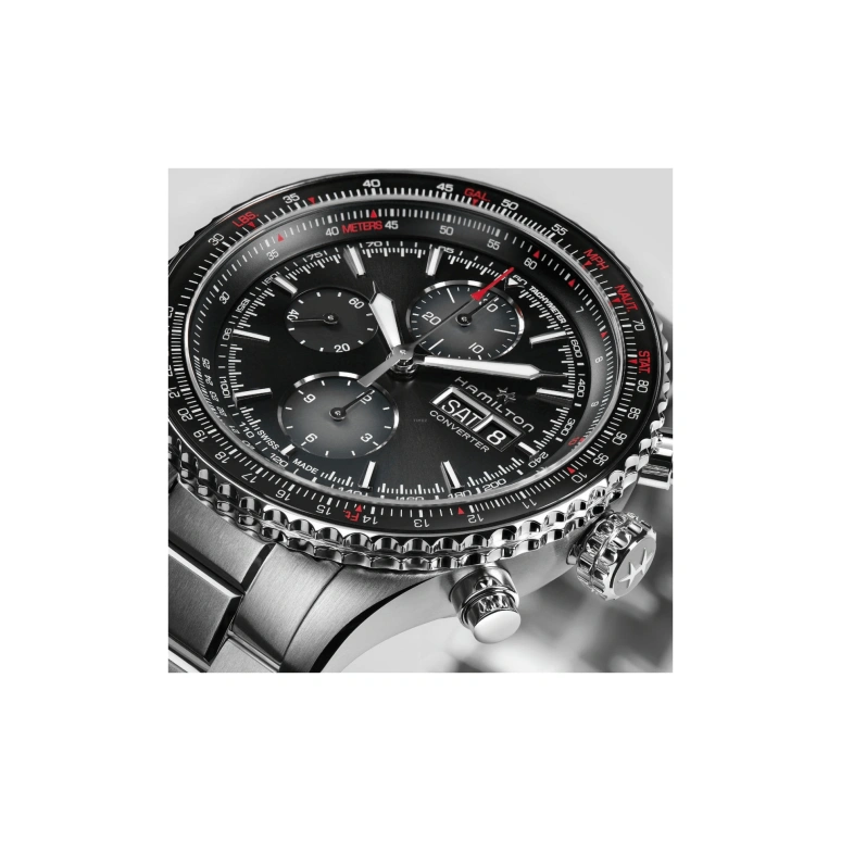 Hamilton,Khaki Aviation 44mm,44mm,Stainless Steel,Black,Automatic,Chronograph,Date,Day,H76726130