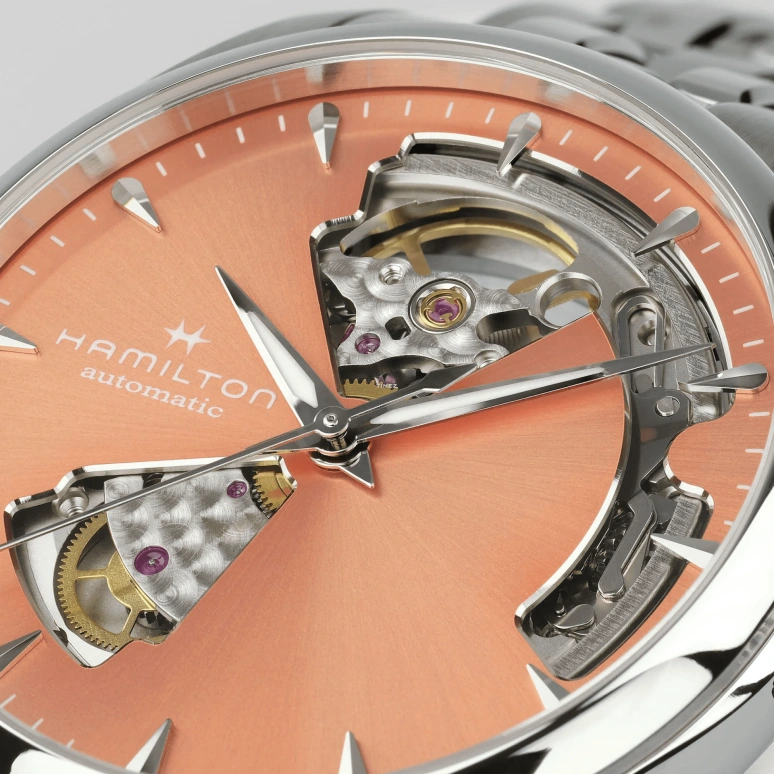 Hamilton,Jazzmaster 36mm,36mm,Stainless Steel,Pink Orange,Automatic,Sapphire,Glass,Tonneau,H32215100