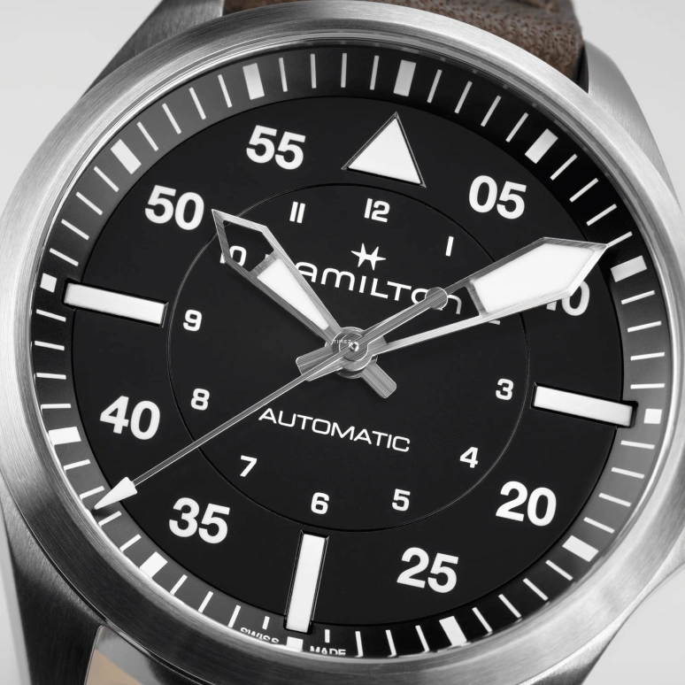 Hamilton,Khaki Aviation 39mm,39mm,Stainless Steel,Black,Automatic,80hours,In-house Caliber,H76305530