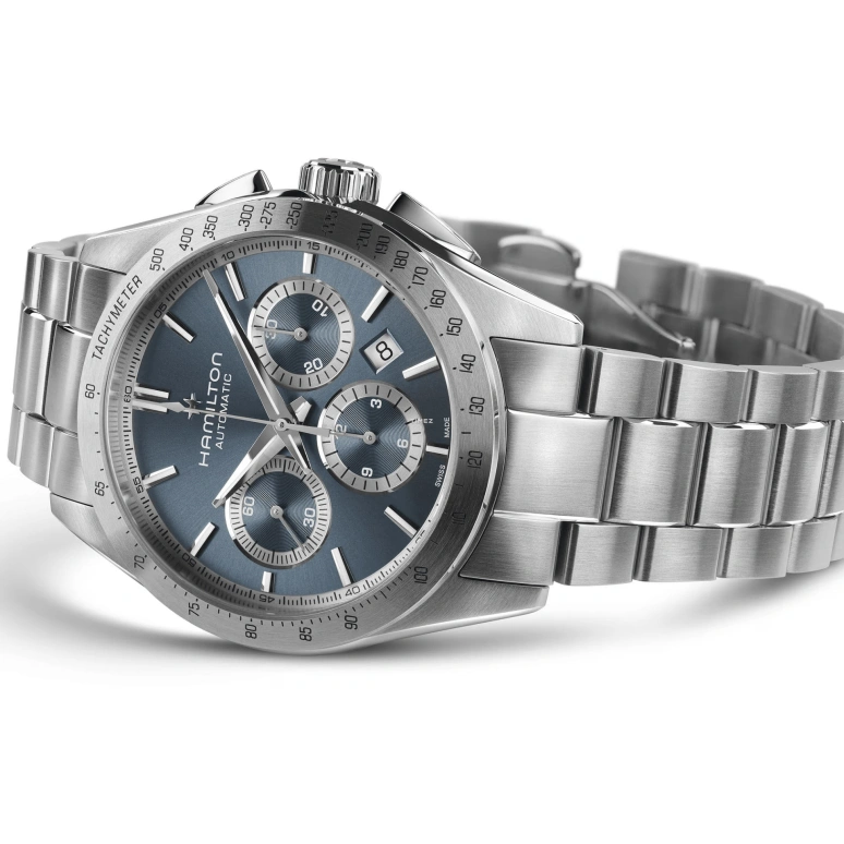 Hamilton,Jazzmaster 42mm,42mm,Stainless Steel,Blue,Automatic,Chronograph,Day,H36656140