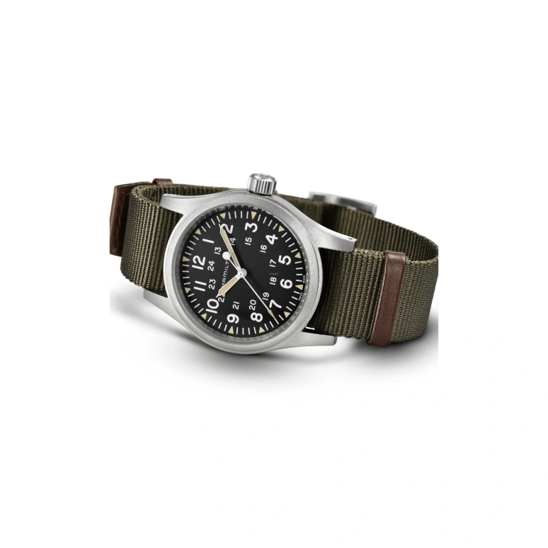 Hamilton,Khaki Field 38mm,38mm,Stainless Steel,Black,Handwound,Day,80hours,H69439931