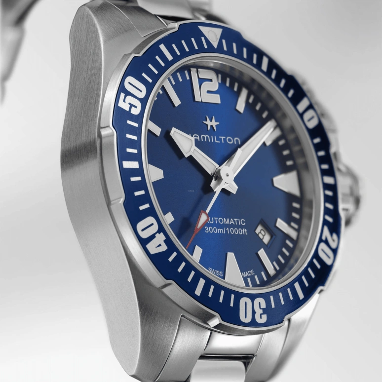 Hamilton,Khaki Navy 42mm,42mm,Stainless Steel,Blue,Automatic,Date,80hours,H77705145