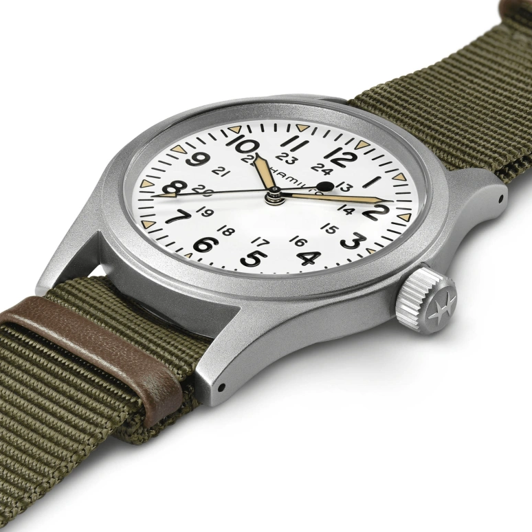 Hamilton,Khaki Field 38mm,38mm,Stainless Steel,White,Handwound,Day,80hours,H69439411
