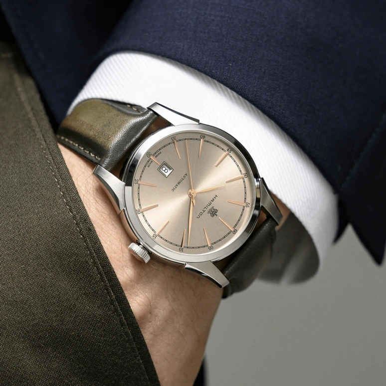 Hamilton,American Classic 42mm,42mm,Stainless Steel,Beige,Automatic,Day,80hours,H42415801