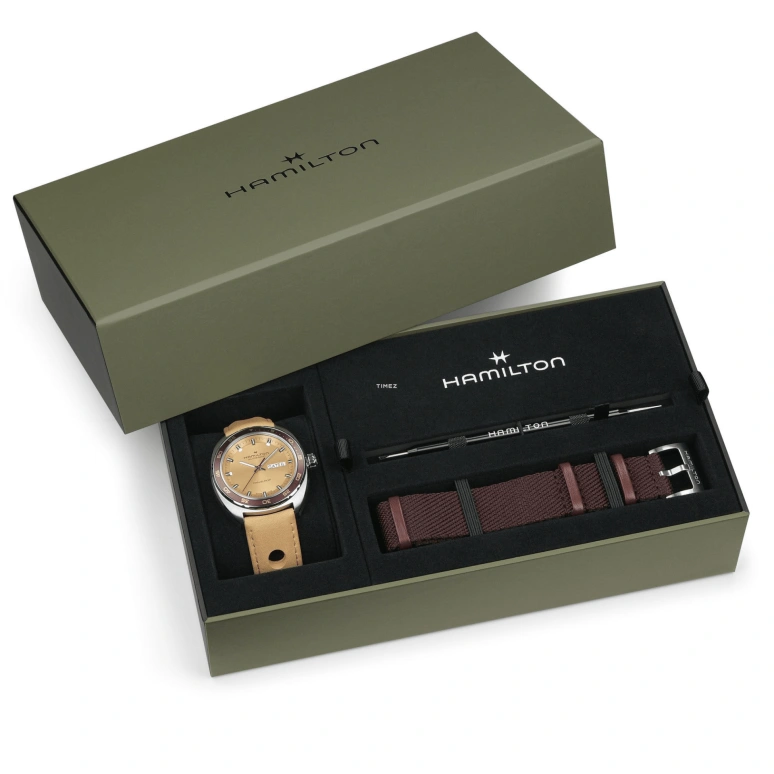 Hamilton,American Classic 42mm,42mm,Stainless Steel,Yellow,Automatic,Sapphire,Crystal Glass,Round,H35435820