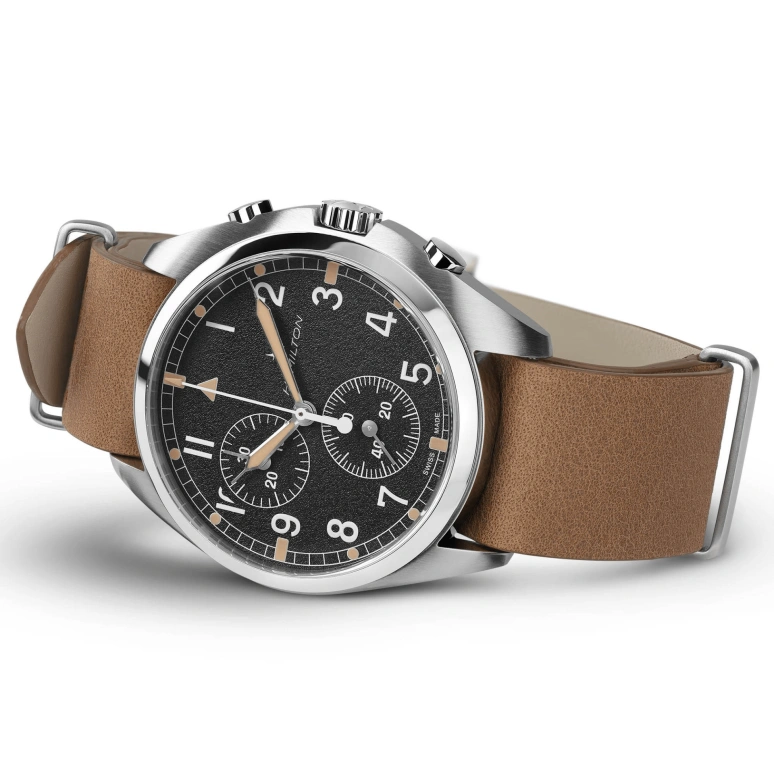 Hamilton,Khaki Aviation 41mm,41mm,Stainless Steel,Black,Quartz,Chronograph,Date,Rattrapante,H76522531