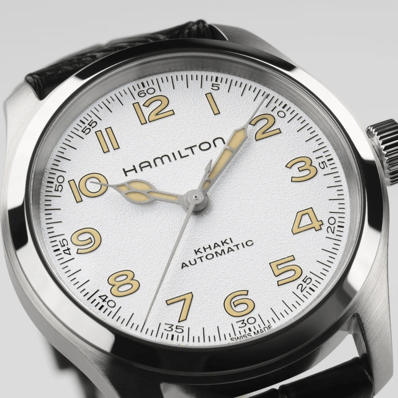Hamilton,Khaki Field 38mm,38mm,Stainless Steel,White,Automatic,80hours,In-house Caliber,H70405710