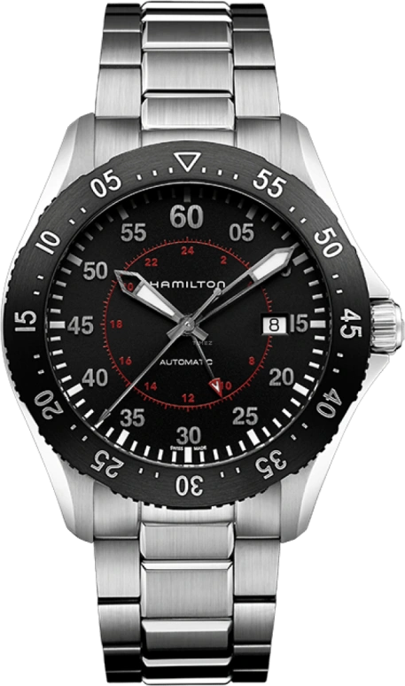 Hamilton,Khaki Aviation 44mm,44mm,Stainless Steel,Black,Automatic,Chronograph,Date,World Time,H76755135