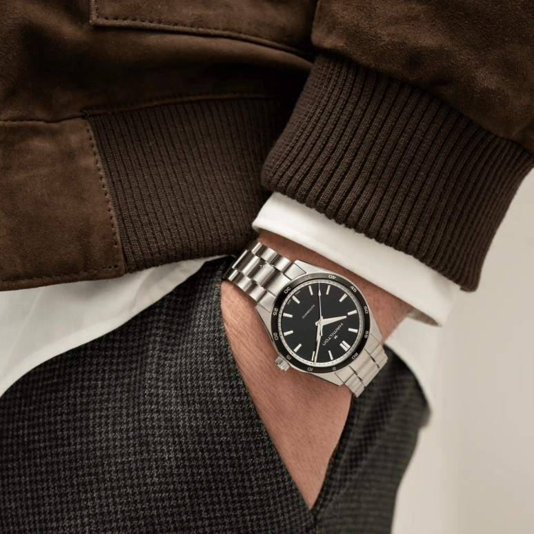 Hamilton,Jazzmaster 38mm,38mm,Stainless Steel,Black,Automatic,Sapphire,Crystal Glass,Round,H36205130