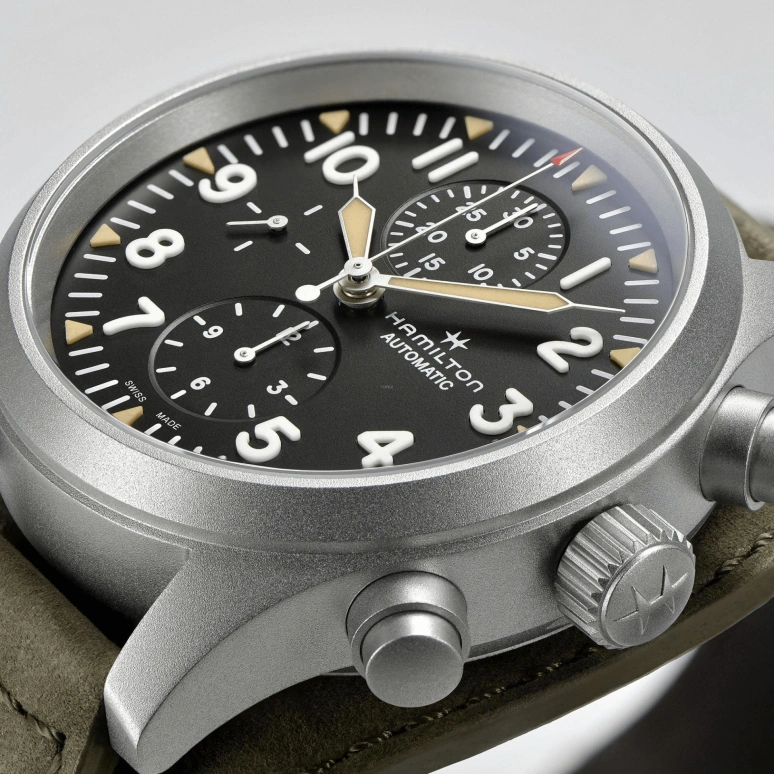 Hamilton,Khaki Field 44mm,44mm,Stainless Steel,Black,Automatic,Chronograph,Date,Day,H71706830