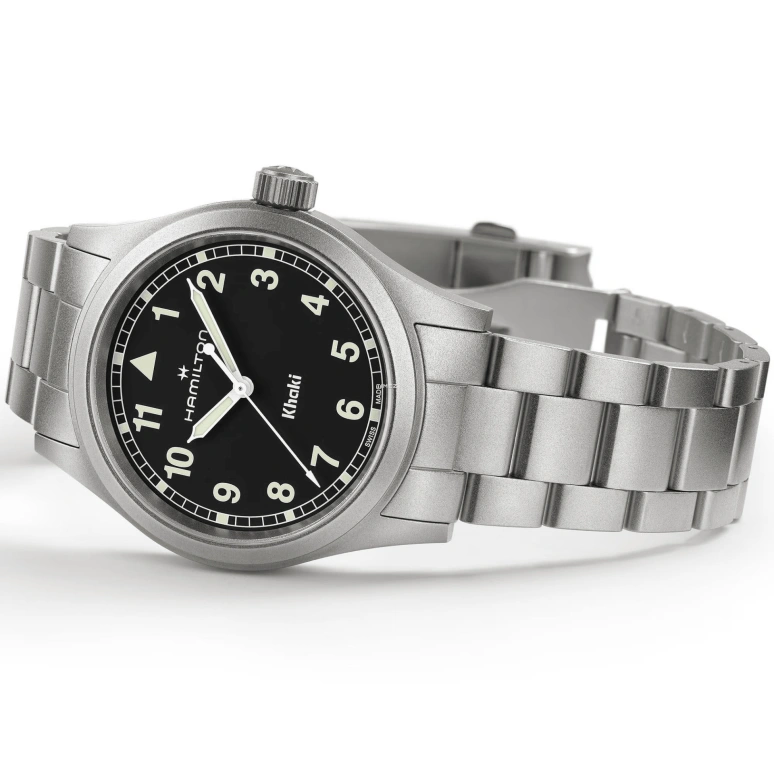 Hamilton,Khaki Field 38mm,38mm,Stainless Steel,Black,Quartz,In-house Caliber,Sapphire,Glass,H69401130