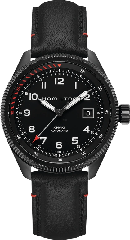 Hamilton,Khaki Aviation 42mm,42mm,Stainless Steel,Black,Automatic,Day,80hours,H76695733