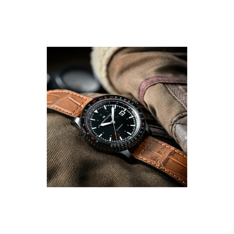 Hamilton,Khaki Aviation 42mm,42mm,Stainless Steel,Black,Automatic,Date,80hours,H76625530