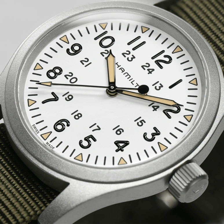 Hamilton,Khaki Field 38mm,38mm,Stainless Steel,White,Handwound,Day,80hours,H69439411