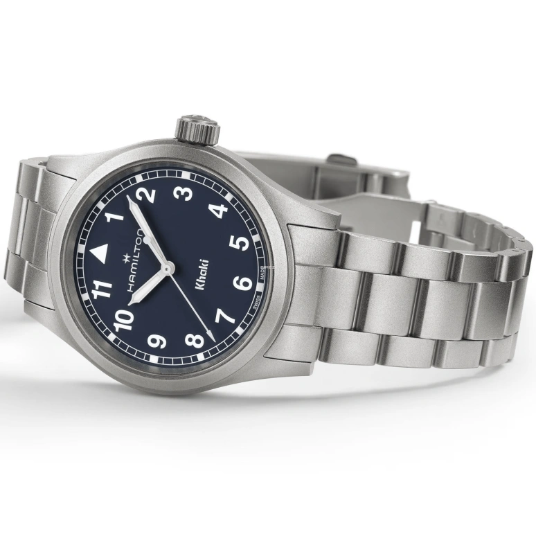 Hamilton,Khaki Field 38mm,38mm,Stainless Steel,Dark Blue,Quartz,In-house Caliber,Sapphire,Glass,H69401140