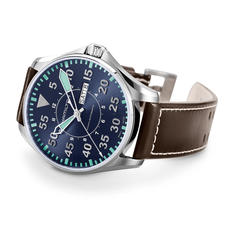 Hamilton,Khaki Aviation 46mm,46mm,Stainless Steel,Blue,Automatic,Chronograph,Date,Day,H64715545