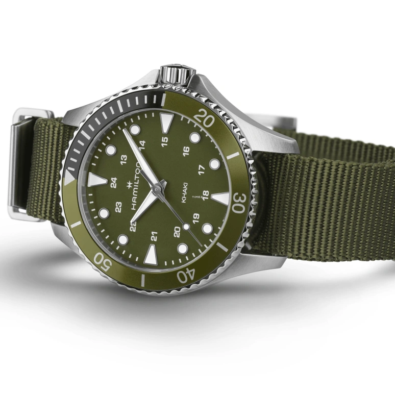 Hamilton,Khaki Navy 37mm,37mm,Stainless Steel,Green,Quartz,Sapphire,Round,H82241961