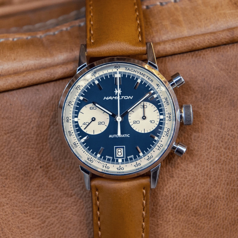 Hamilton,American Classic 40mm,40mm,Stainless Steel,Blue,Automatic,Chronograph,Date,H38416541