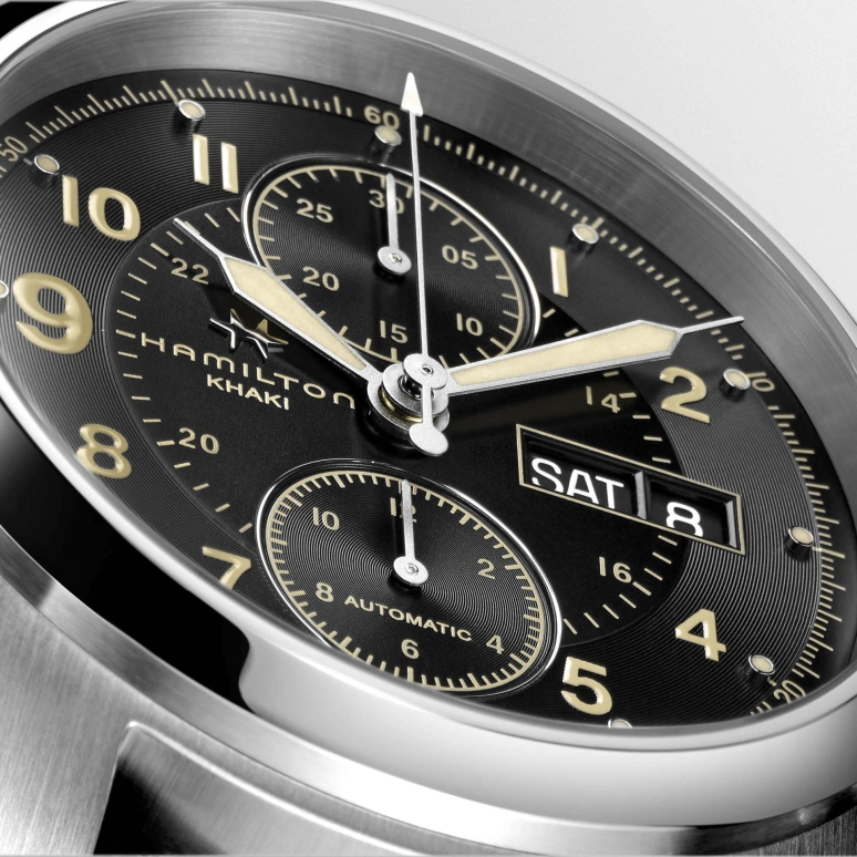 Hamilton,Khaki Field 42mm,42mm,Stainless Steel,Black,Automatic,Chronograph,Date,Day,H71616535