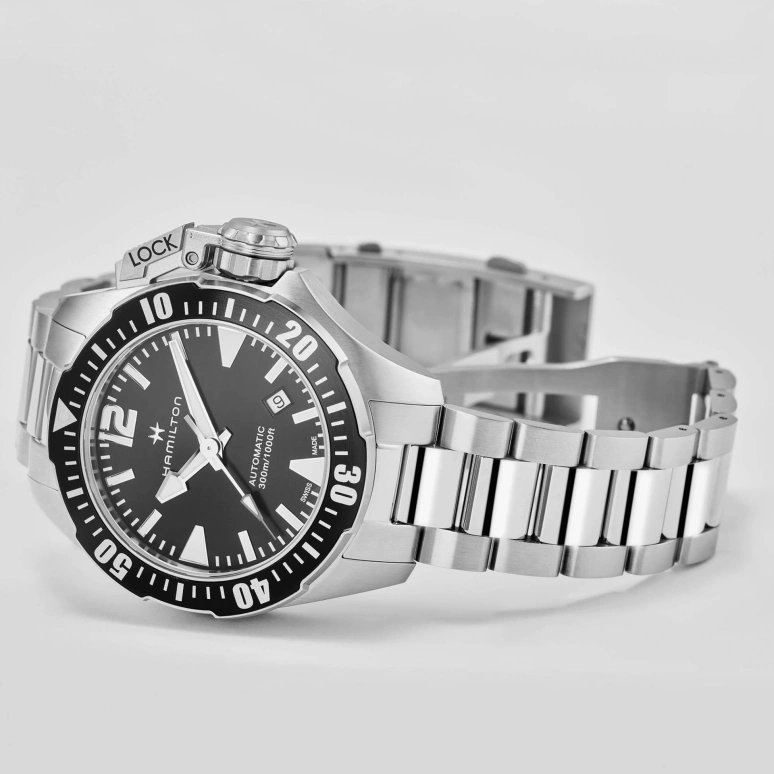 Hamilton,Khaki Navy 42mm,42mm,Stainless Steel,Black,Automatic,Date,80hours,H77605135