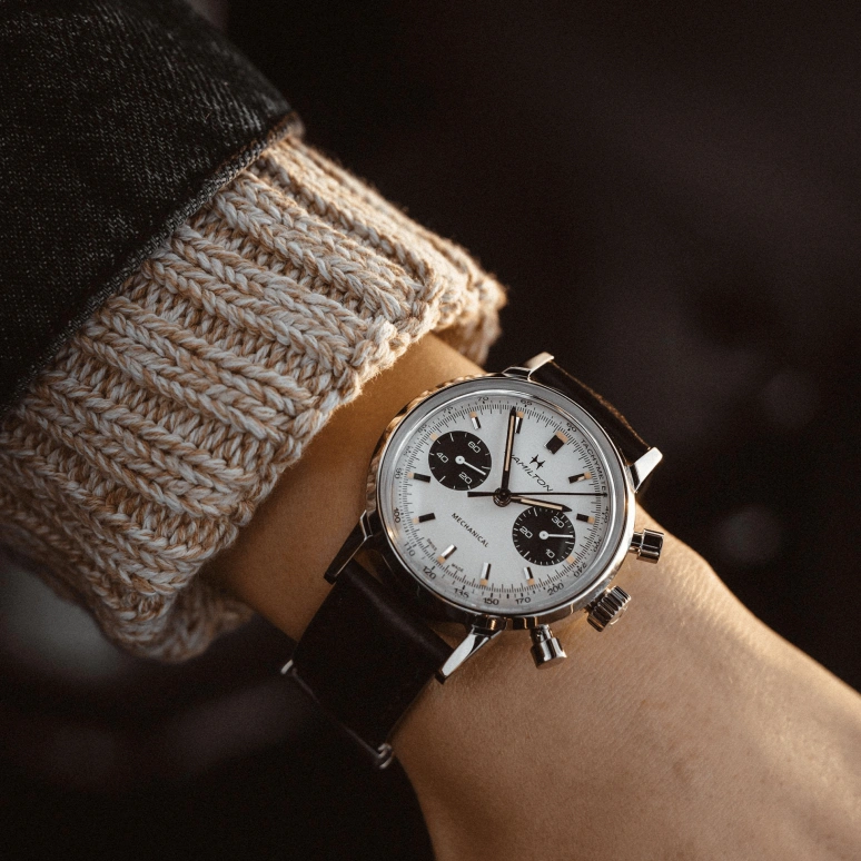 Hamilton,American Classic 40mm,40mm,Stainless Steel,White,Handwound,Chronograph,Date,H38429710