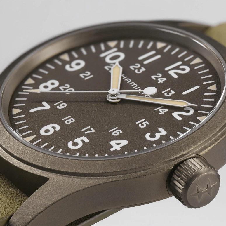 Hamilton,Khaki Field 38mm,38mm,Stainless Steel,Brown,Handwound,Day,80hours,H69449861