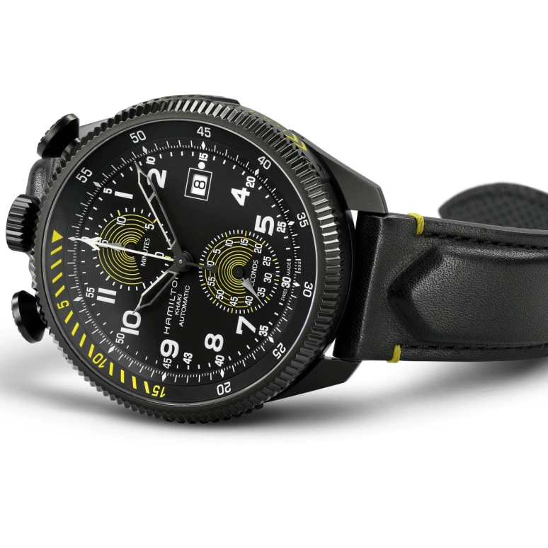 Hamilton,Khaki Aviation 46mm,46mm,Stainless Steel,Black,Automatic,Chronograph,Day,H76776733