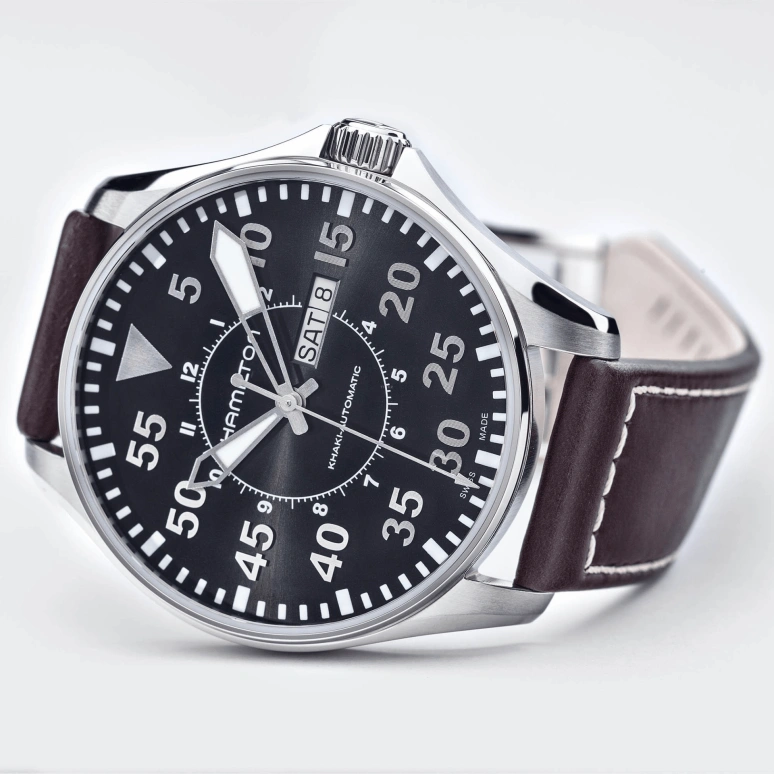 Hamilton,Khaki Aviation 46mm,46mm,Stainless Steel,Black,Automatic,Chronograph,Date,Day,H64715535