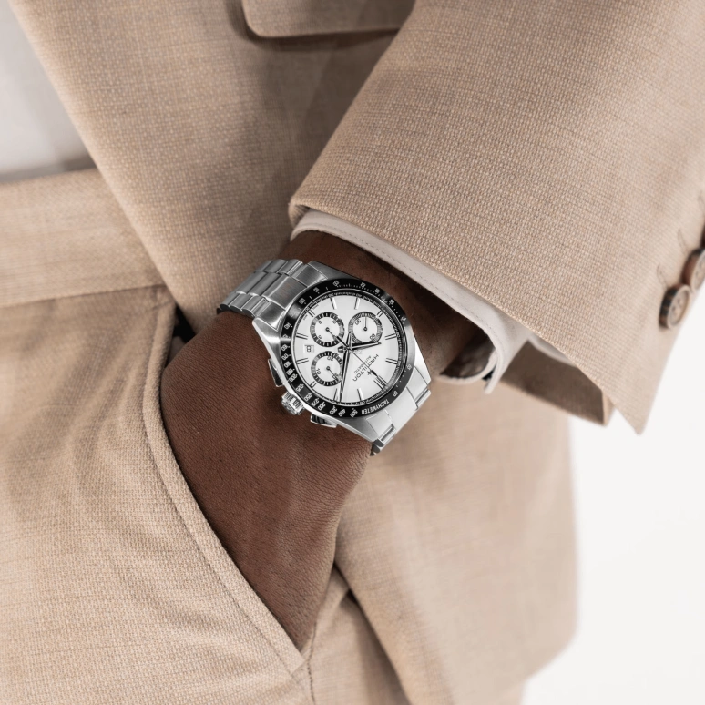 Hamilton,Jazzmaster 42mm,42mm,Stainless Steel,White,Automatic,Chronograph,Day,H36606110