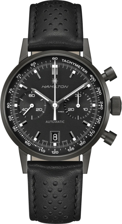 Hamilton,American Classic 40mm,40mm,Stainless Steel,Black,Automatic,Chronograph,Day,H38446730