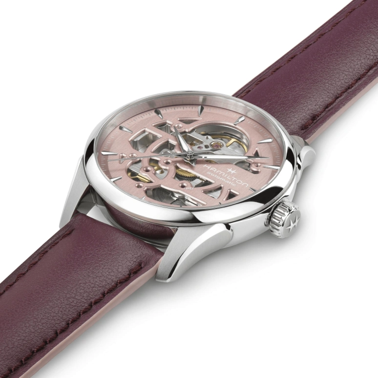 Hamilton,Jazzmaster 36mm,36mm,Stainless Steel,Pink,Skeleton,Automatic,Sapphire,Crystal Glass,Round,H32265870