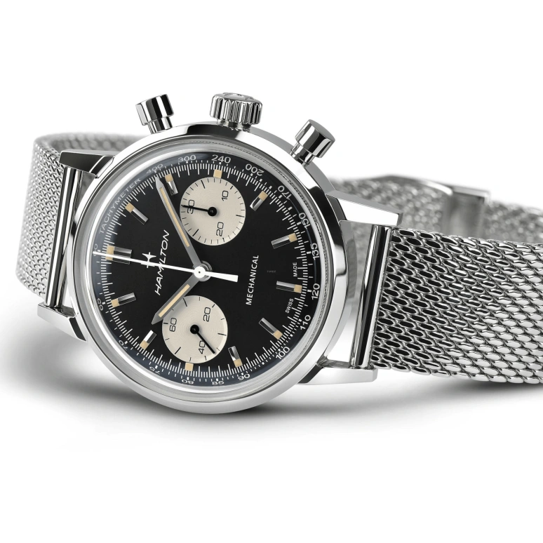 Hamilton,American Classic 40mm,40mm,Stainless Steel,Black,Handwound,Chronograph,Date,H38429130