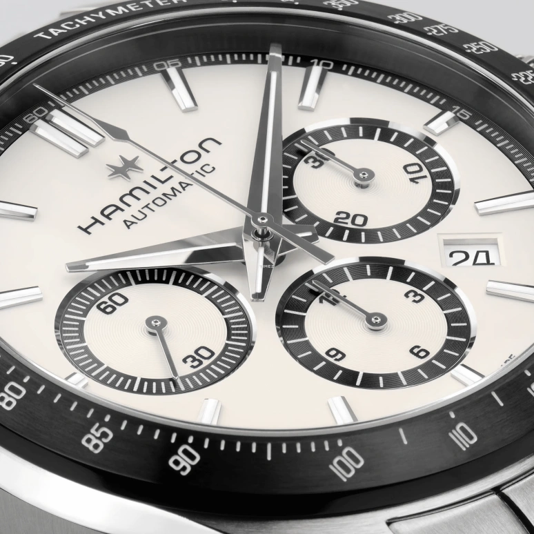 Hamilton,Jazzmaster 42mm,42mm,Stainless Steel,White,Automatic,Chronograph,Day,H36606110