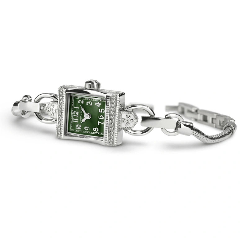 Hamilton,American Classic 15x19mm,15x19mm,Stainless Steel,Crystal,Green,Quartz,Sapphire,Square,H31271160
