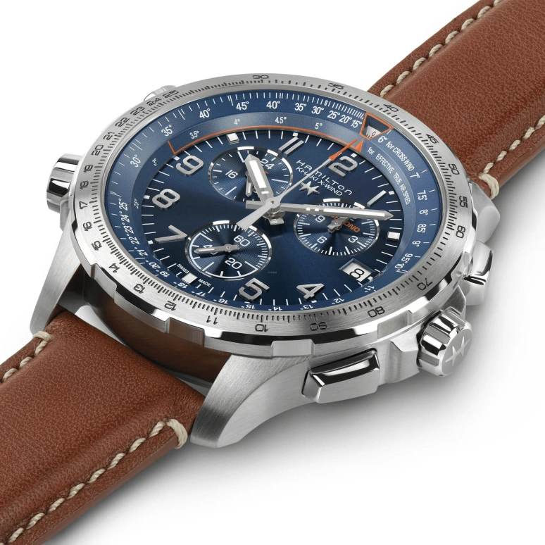 Hamilton,Khaki Aviation 46mm,46mm,Stainless Steel,Blue,Quartz,Chronograph,Date,Rattrapante,H77922541