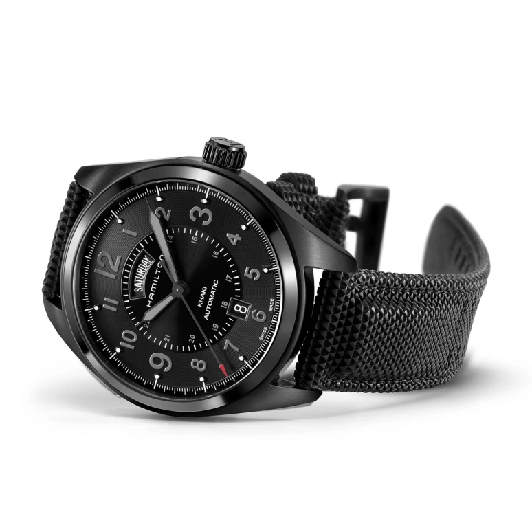 Hamilton,Khaki Field 42mm,42mm,Stainless Steel,Black,Automatic,Chronograph,Date,Day,H70695735