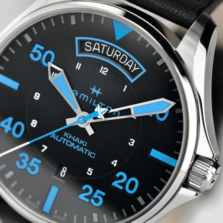 Hamilton,Khaki Aviation 42mm,42mm,Stainless Steel,Black,Automatic,Date,Day,H64625731