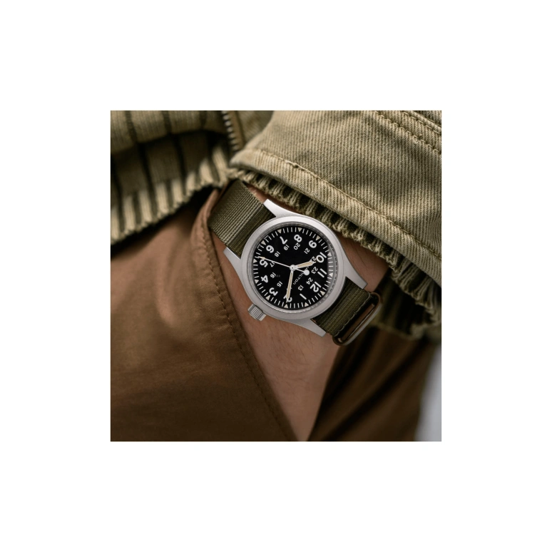Hamilton,Khaki Field 38mm,38mm,Stainless Steel,Black,Handwound,Day,80hours,H69439931