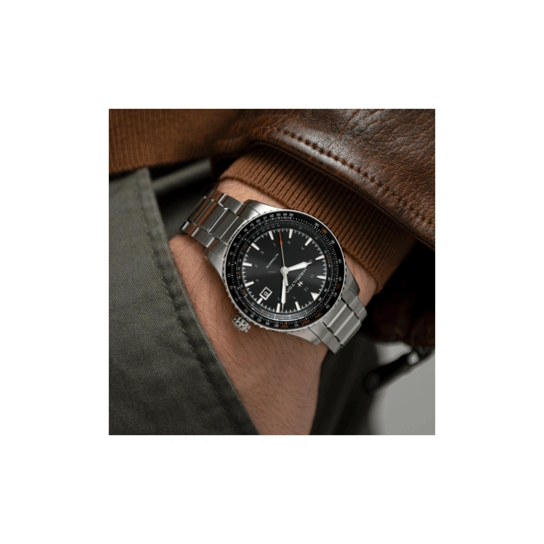 Hamilton,Khaki Aviation 42mm,42mm,Stainless Steel,Black,Automatic,Date,80hours,H76615130