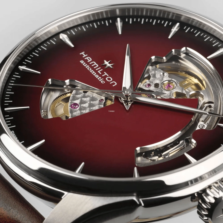Hamilton,Jazzmaster 40mm,40mm,Stainless Steel,Burgundy,Automatic,Sapphire,Glass,Tonneau,H32675570