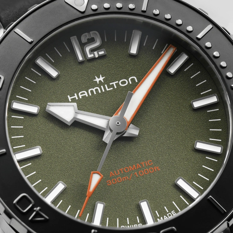 Hamilton,Khaki Navy 41mm,41mm,Stainless Steel,Green,Automatic,Sapphire,Crystal Glass,Round,H77455360