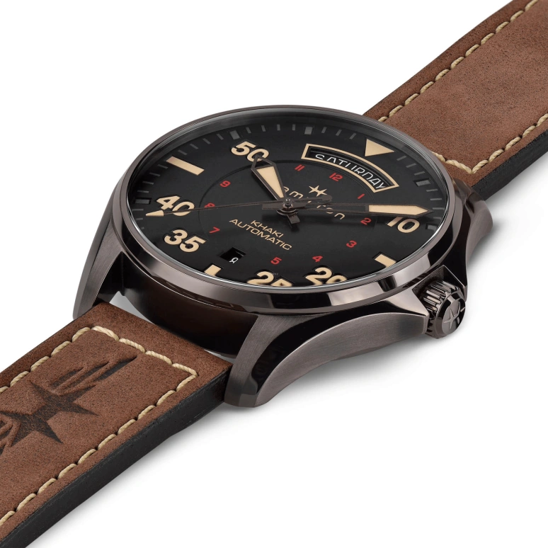 Hamilton,Khaki Aviation 42mm,42mm,Stainless Steel,Black,Automatic,Date,Day,H64605531