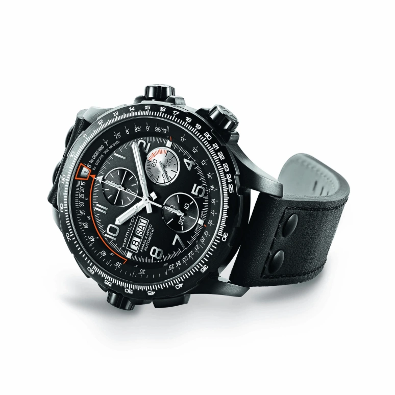 Hamilton,Khaki Aviation 45mm,45mm,Stainless Steel,Black,Automatic,Chronograph,Date,Day,H77736733