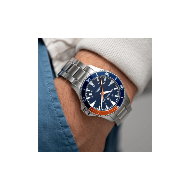 Hamilton,Khaki Navy 40mm,40mm,Stainless Steel,Blue,Automatic,Date,80hours,H82365141