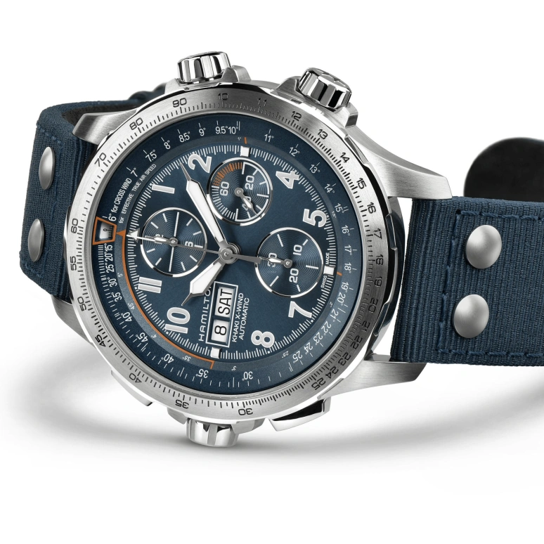 Hamilton,Khaki Aviation 45mm,45mm,Stainless Steel,Blue,Automatic,Chronograph,Date,Day,H77906940