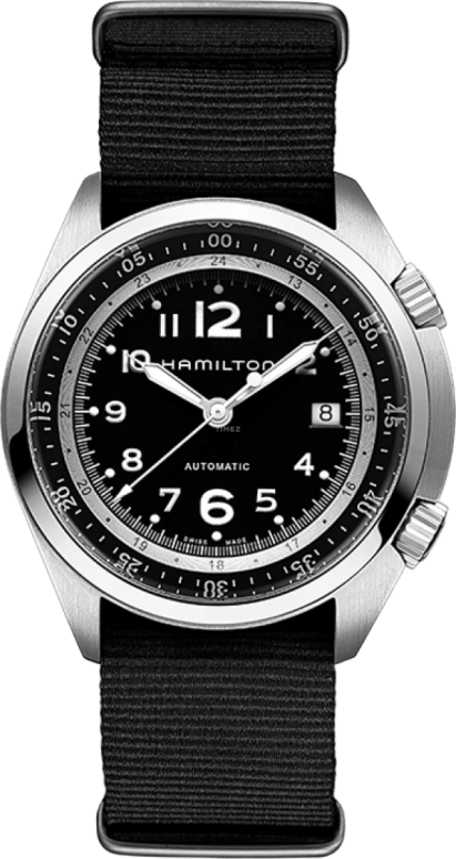 Hamilton,Khaki Aviation 41mm,41mm,Stainless Steel,Black,Automatic,Date,80hours,H76455933